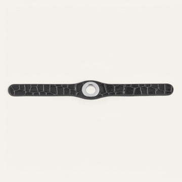 Black Patent Croc Sarah Haran Deco Stud with Silver hardware front