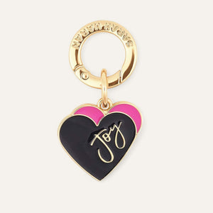 Black Pink Sarah Haran Tassel Topping Charms Heart Gold Front