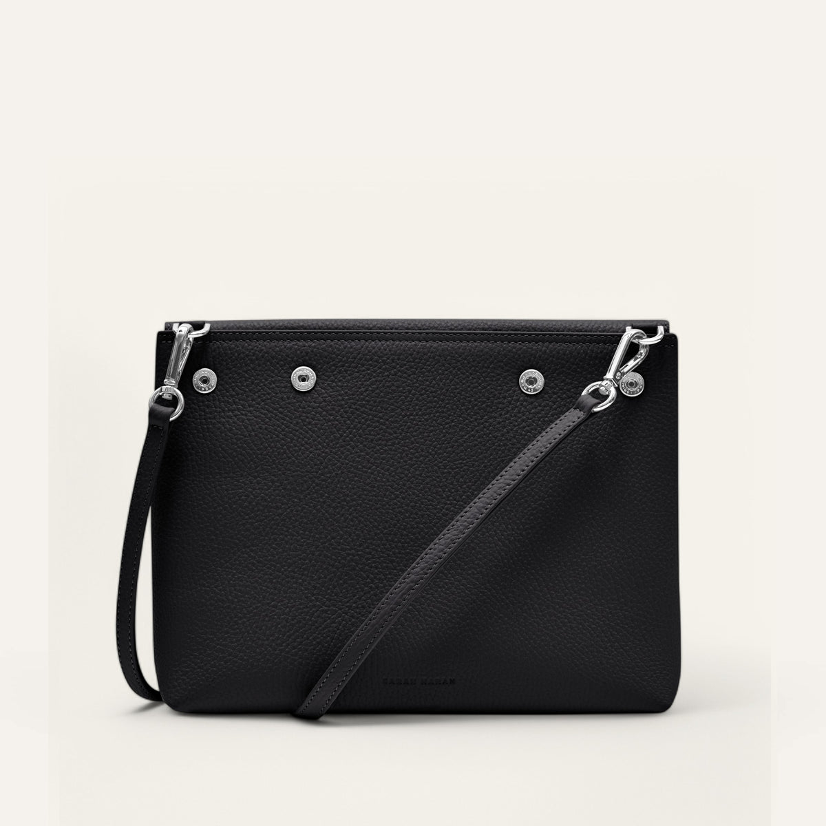 Black Sarah Haran Jasmine Crossbody Back Silver