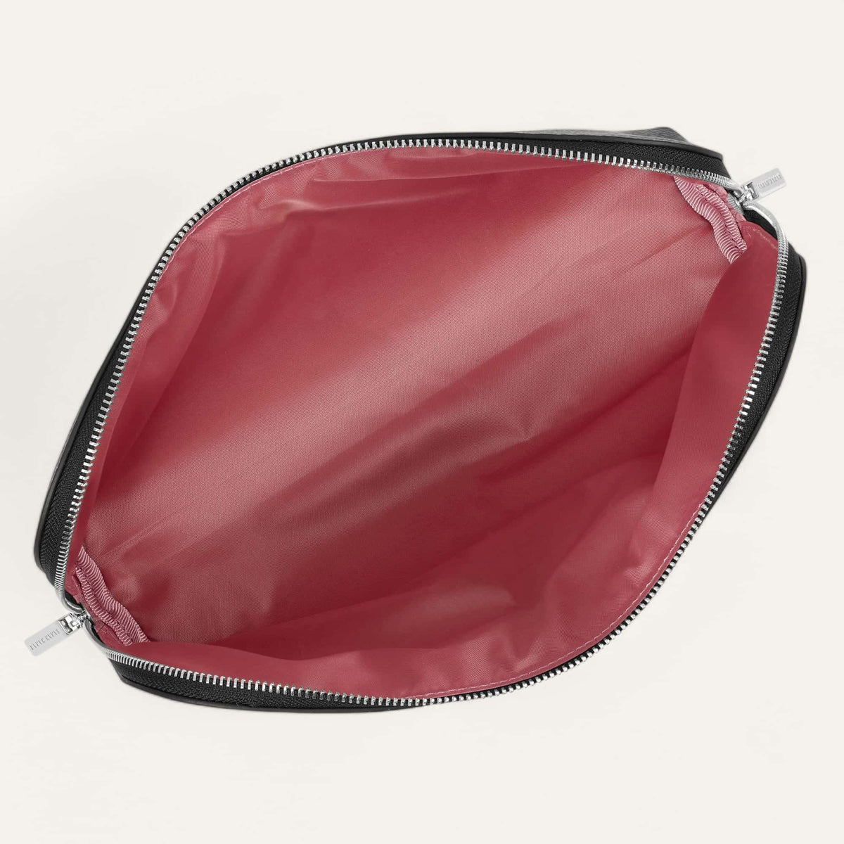 Black Sarah Haran Carnation Cosmetic Bag with Silver hardware (Large) overhead