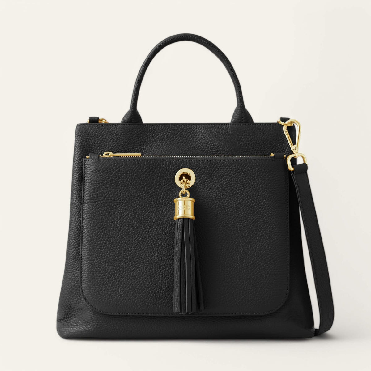 Black Sarah Haran Dahlia Tote with Gold hardware front
