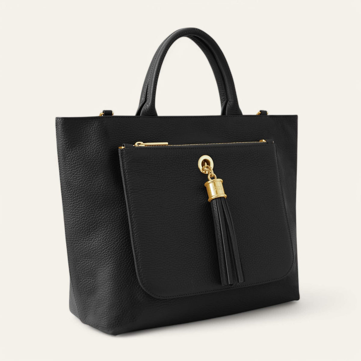Black Sarah Haran Dahlia Tote with Gold hardware side open