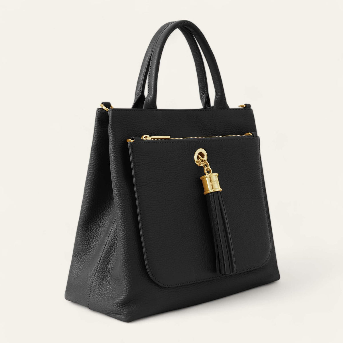Black Sarah Haran Dahlia Tote with Gold hardware side
