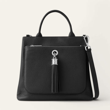 Black Sarah Haran Dahlia Tote with Silver hardware front