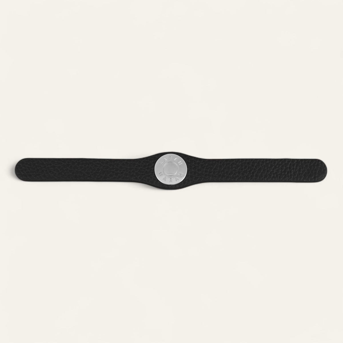 Black Sarah Haran Deco Logo with Silver hardware front