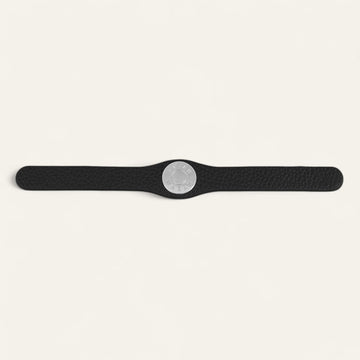 Black Sarah Haran Deco Logo with Silver hardware front