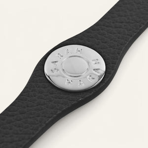 Black Sarah Haran Deco Logo with Silver hardware detail