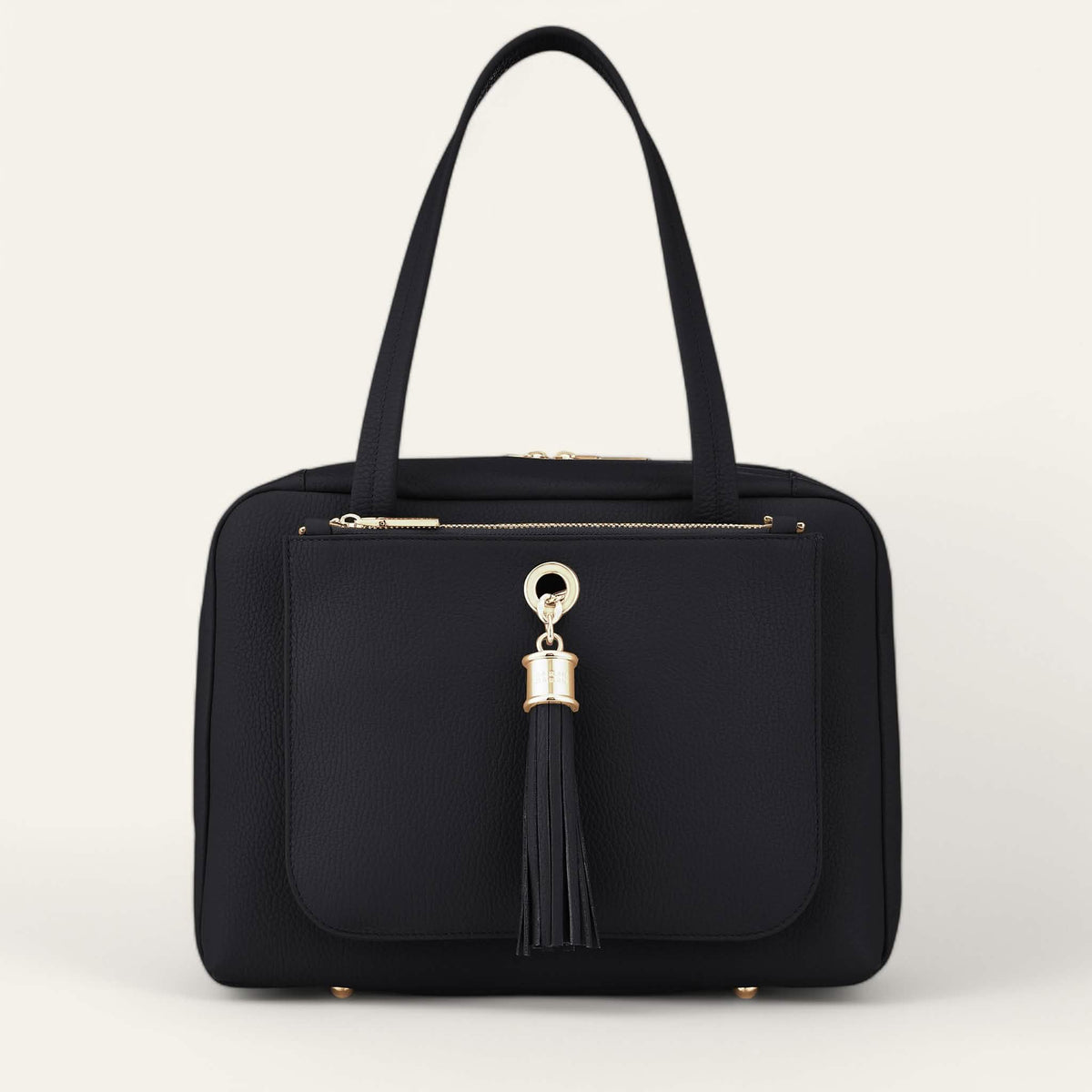 Black Sarah Haran Jessica Shoulder Bag with Gold hardware