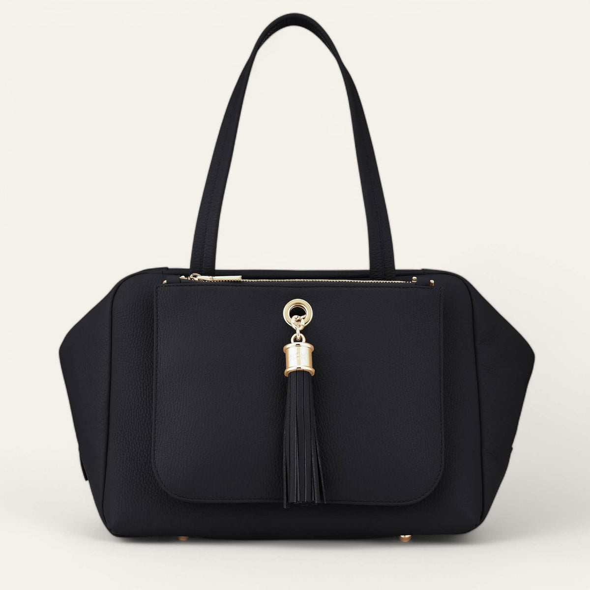 Black Sarah Haran Jessica Shoulder Bag with Gold hardware