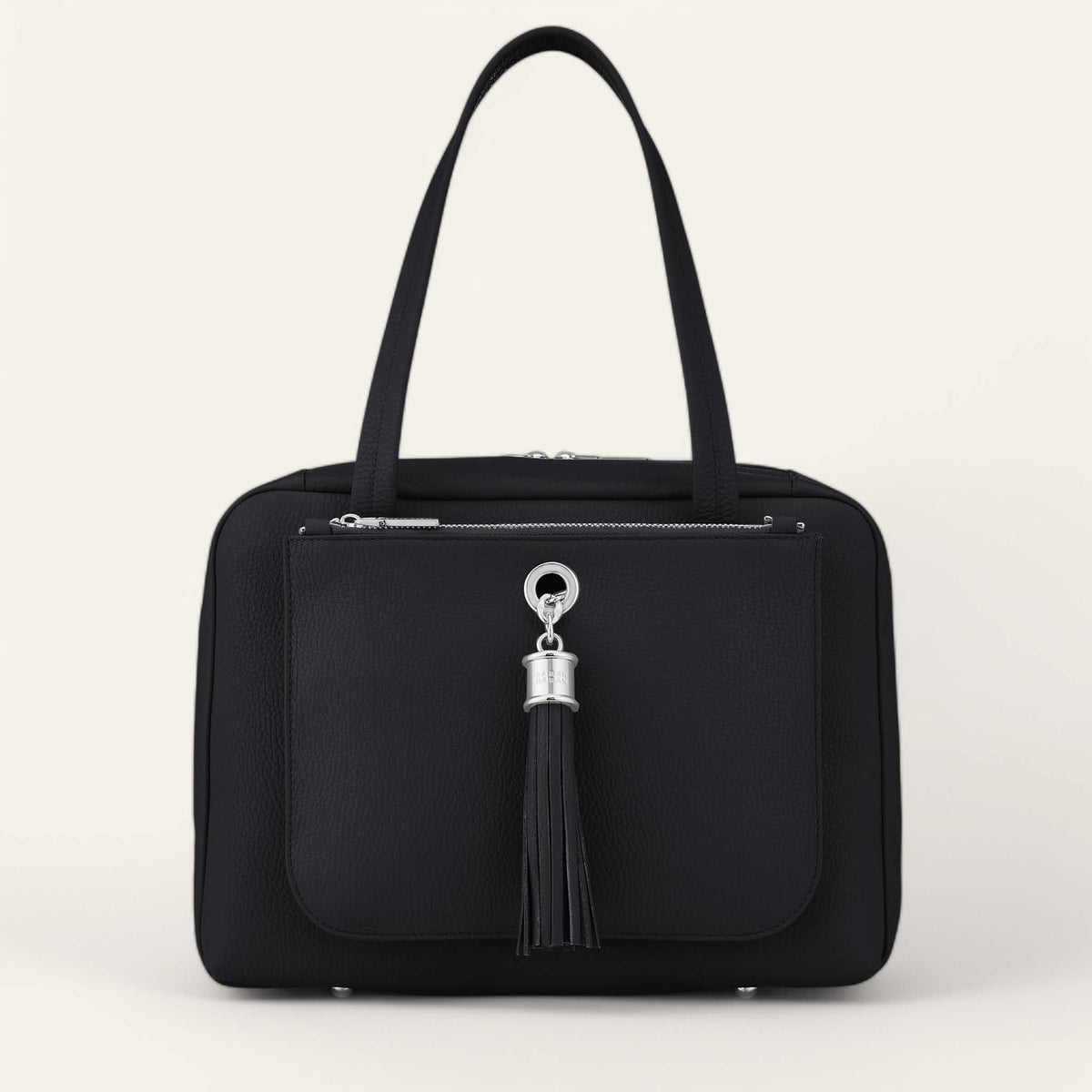 Black Sarah Haran Jessica Shoulder Bag with Silver hardware