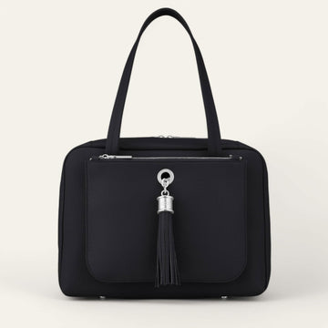Black Sarah Haran Jessica Shoulder Bag with Silver hardware
