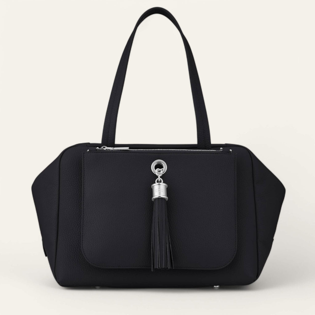 Black Sarah Haran Jessica Shoulder Bag with Silver hardware