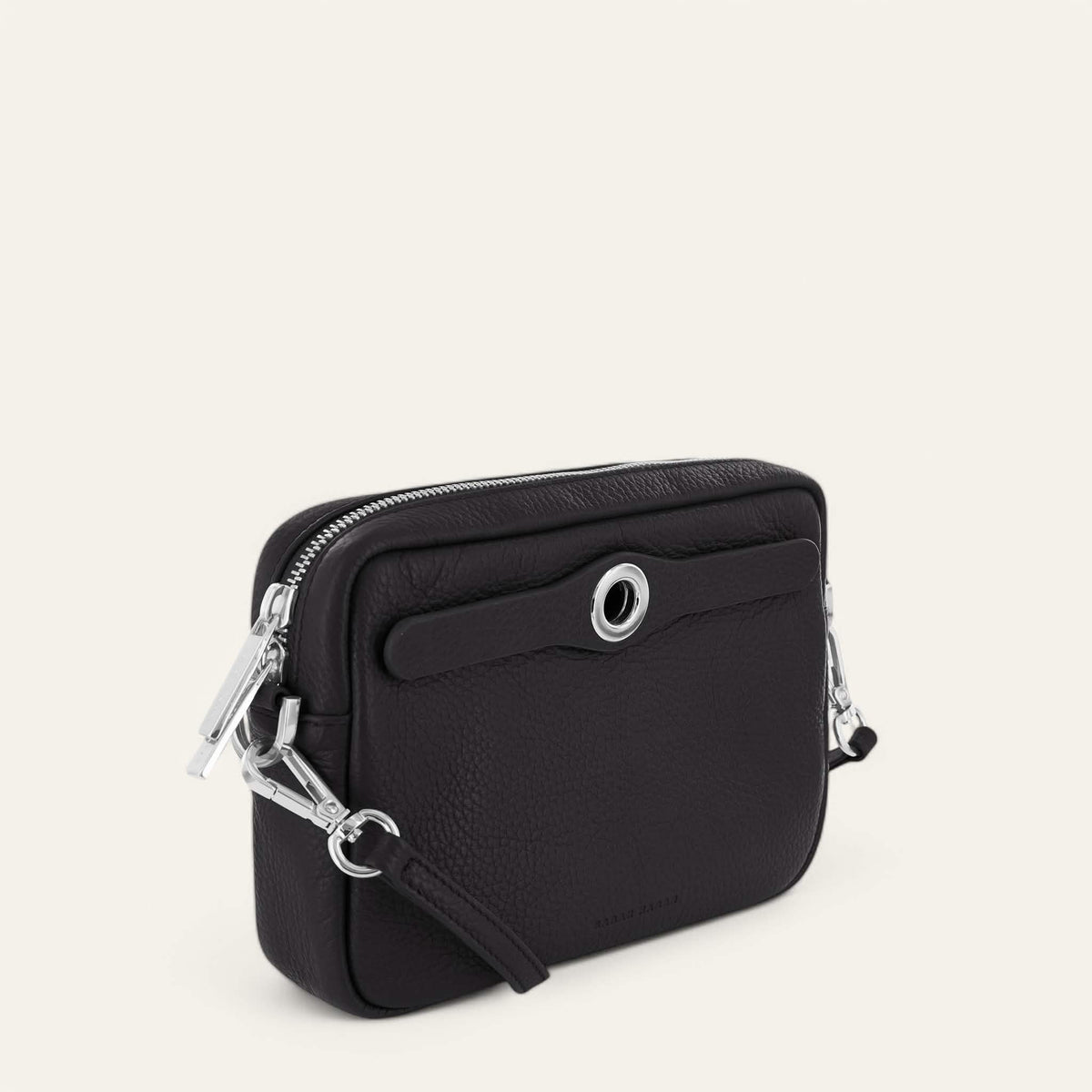 Black Sarah Haran Millie Crossbody with Silver hardware side