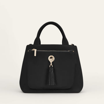 Black Sarah Haran Mini D Tote with Gold hardware front