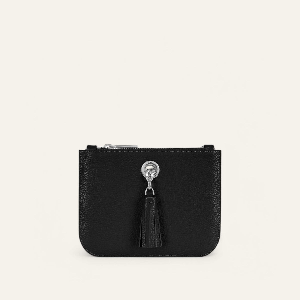 Black Sarah Haran Mini D Tote with Silver hardware front