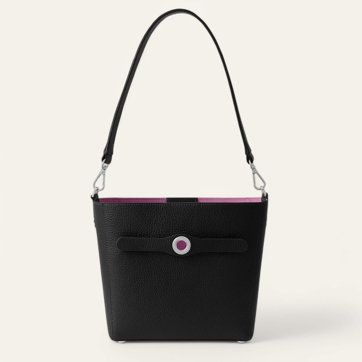 Black Sarah Haran Mini S Tote with Silver hardware front