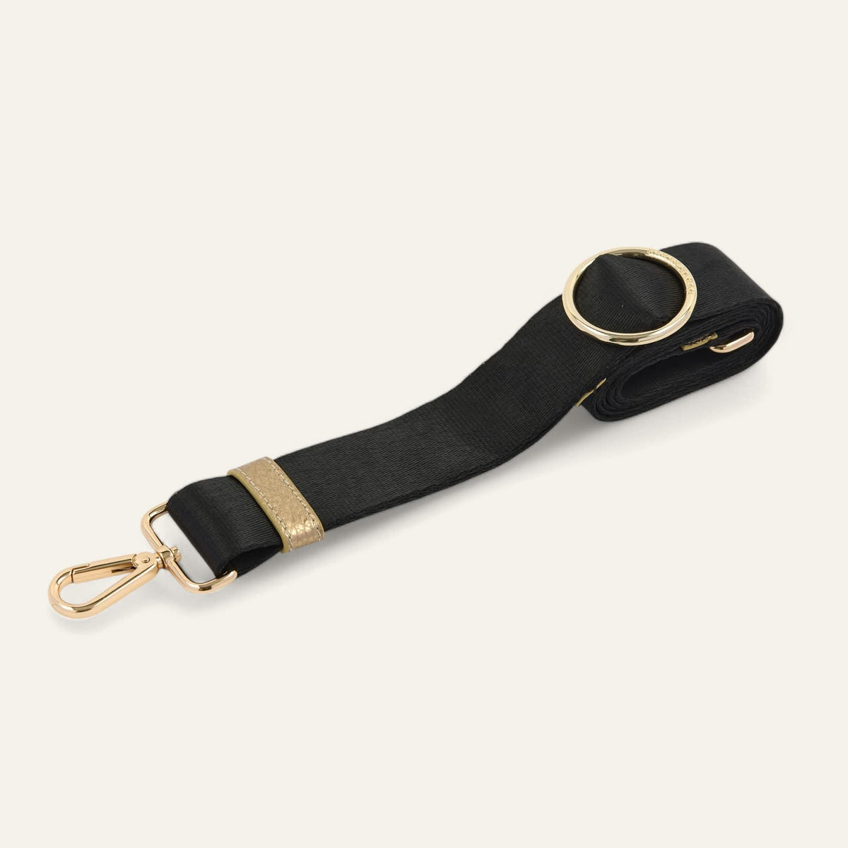 Black Sarah Haran River Strap with Gold hardware front