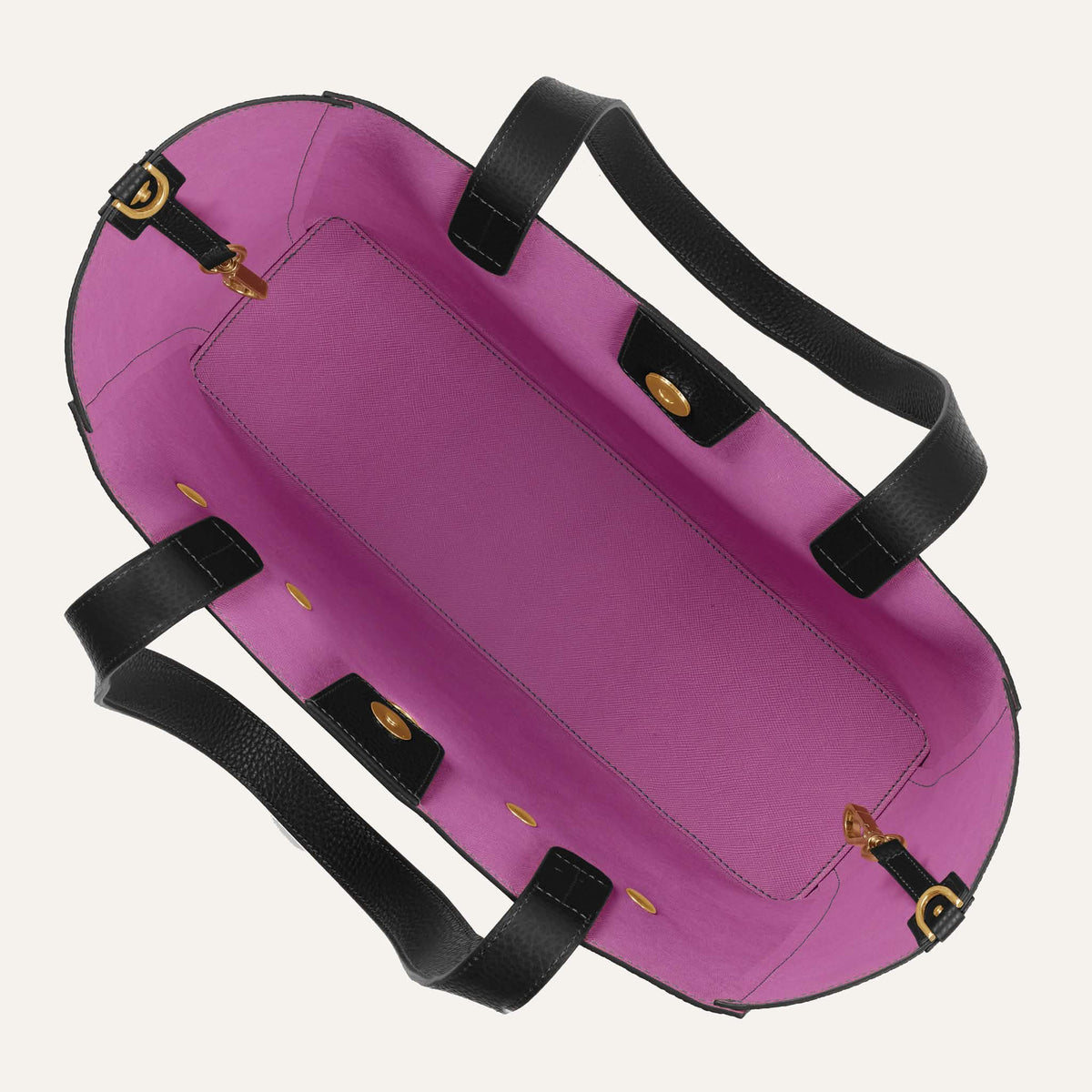 Black Sarah Haran Sarah Tote with Gold hardware overhead