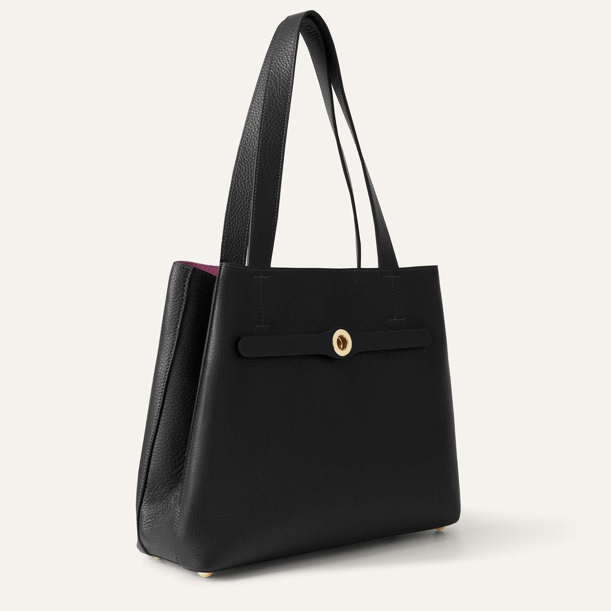 Black Sarah Haran Sarah Tote with Gold hardware side closed