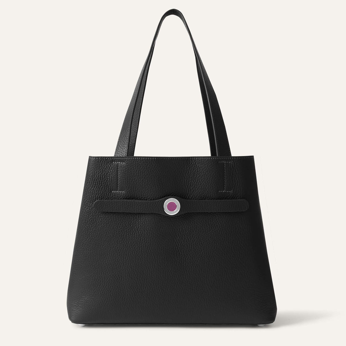 Black Sarah Haran Sarah Tote with Silver hardware front closed