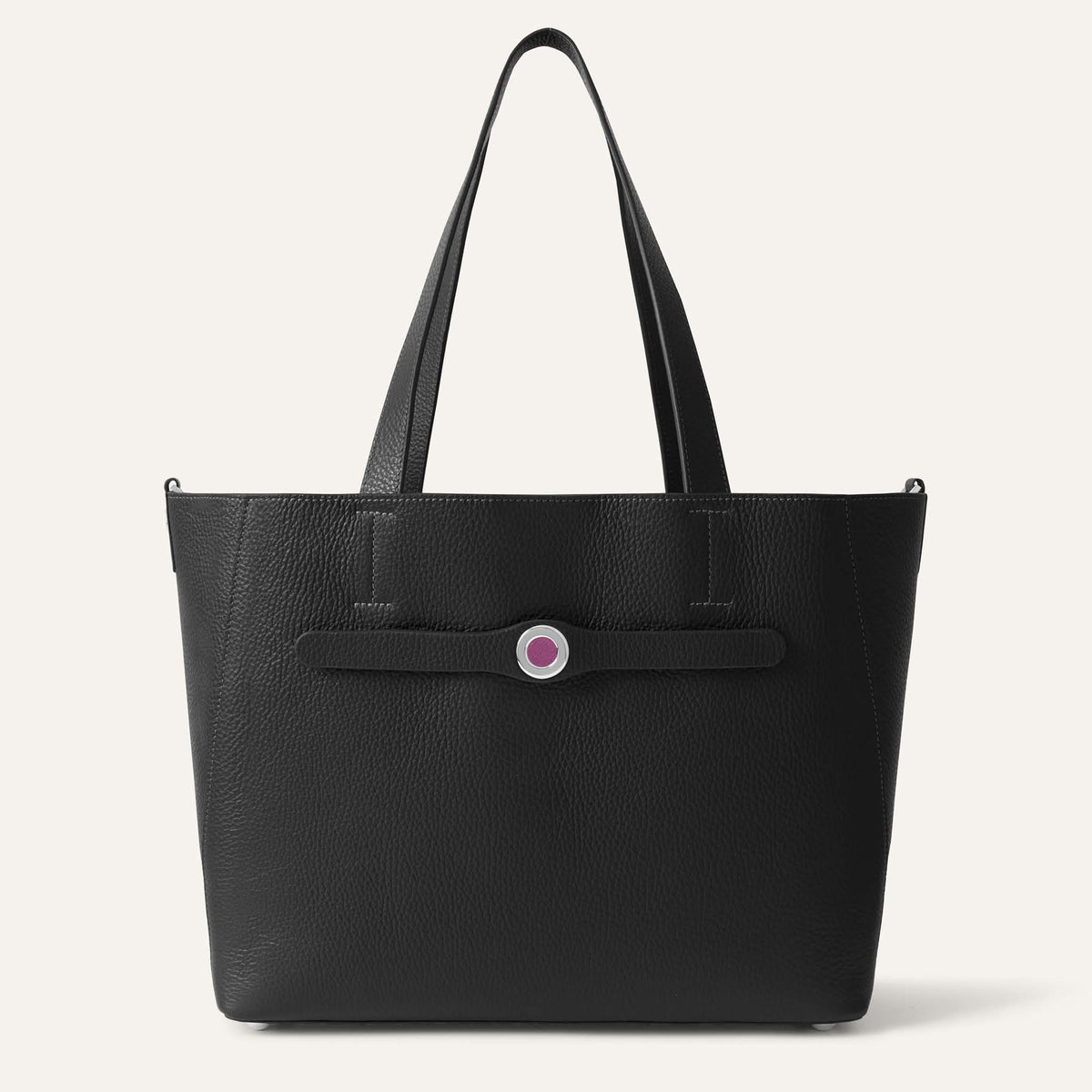 Black Sarah Haran Sarah Tote with Silver hardware front open