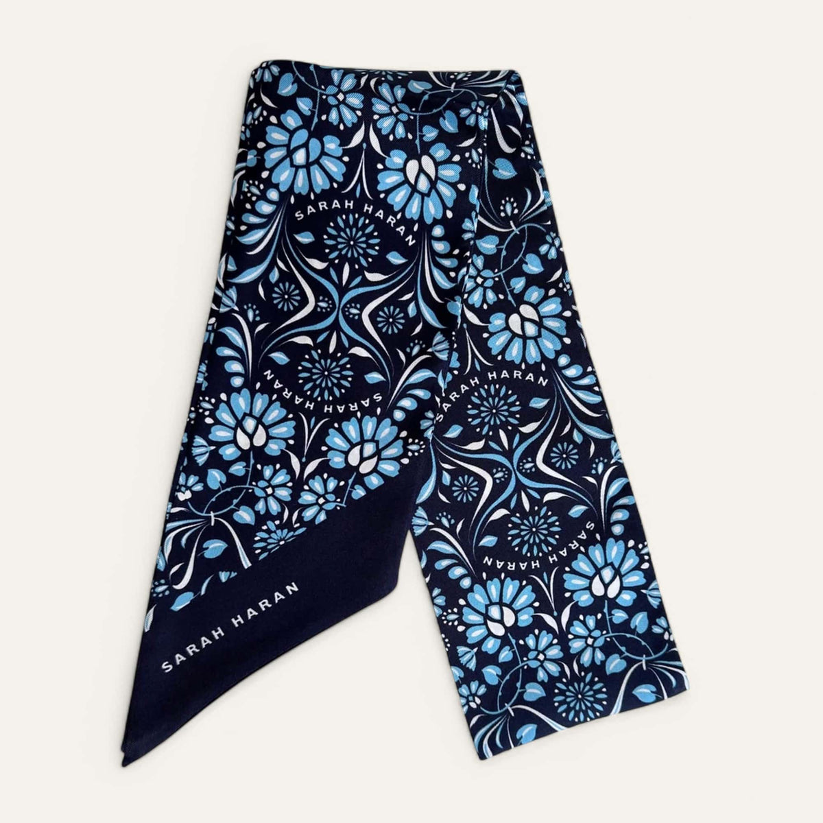 Blue Daisy Sarah Haran Silk Scarf Full