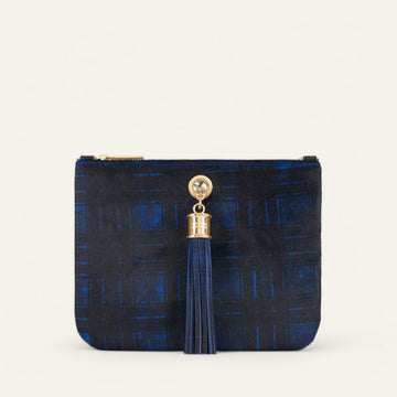 Blue Tartan Sarah Haran Ivy with Gold hardware front