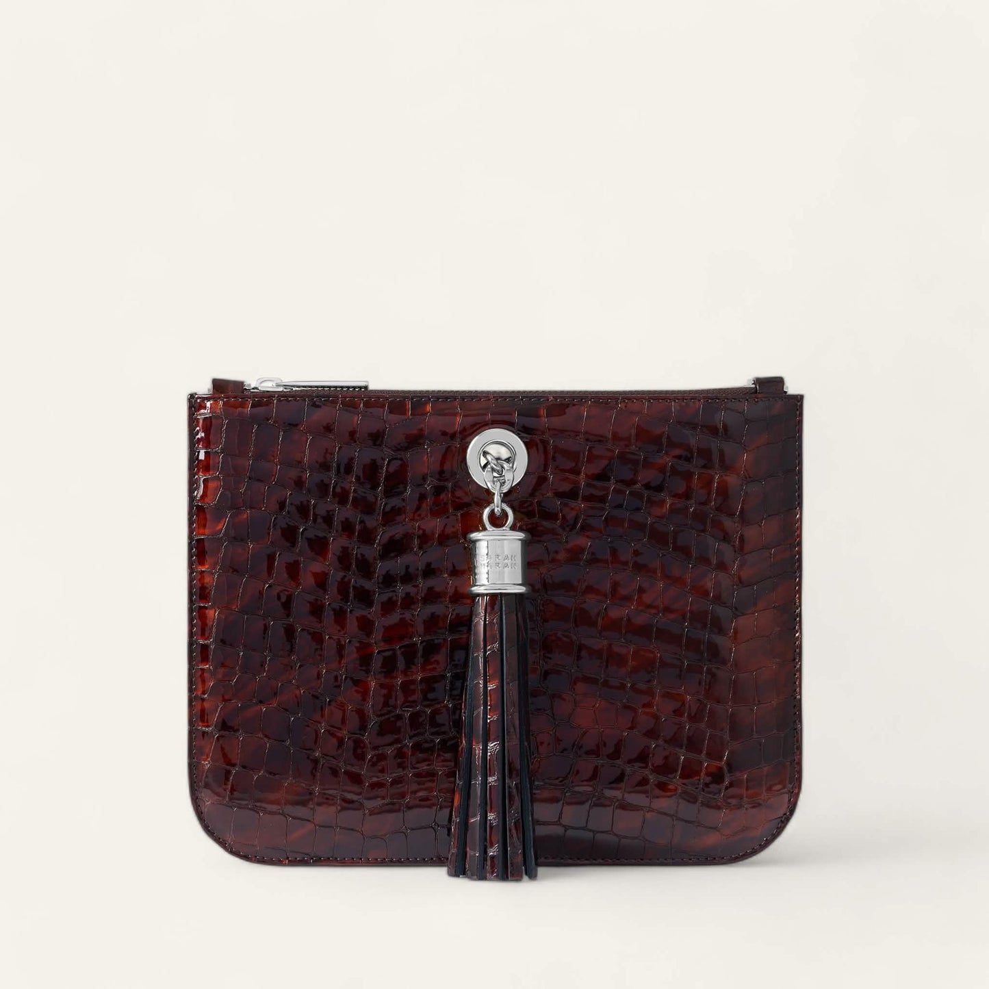 Ivy | Tortoiseshell Patent Croc with Silver hardware