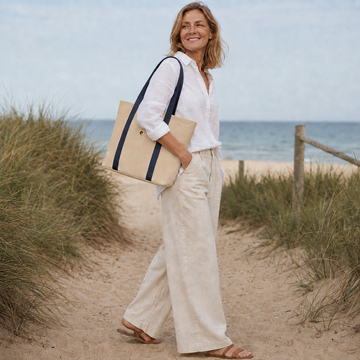 Sarah Canvas | Pink Navy with Silver hardware