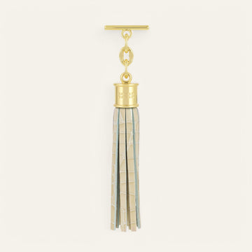Cream Patent Croc Sarah Haran Capsule Tassel with Gold hardware front
