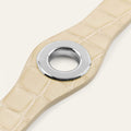 Deco Mini | Cream Patent Croc with Silver hardware