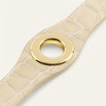 Deco Popper | Cream Patent Croc with Gold hardware