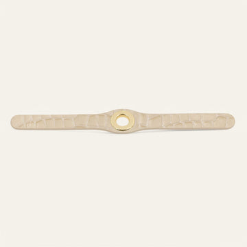 Cream Patent Croc Sarah Haran Deco Stud with Gold hardware front