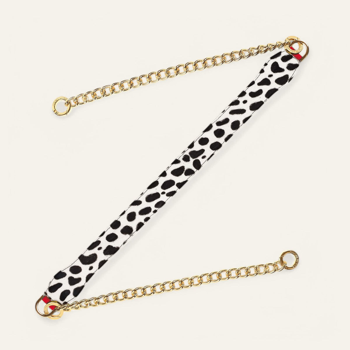 Dalmatian Pillarbox Red Sarah Haran Gemini Strap with Gold hardware