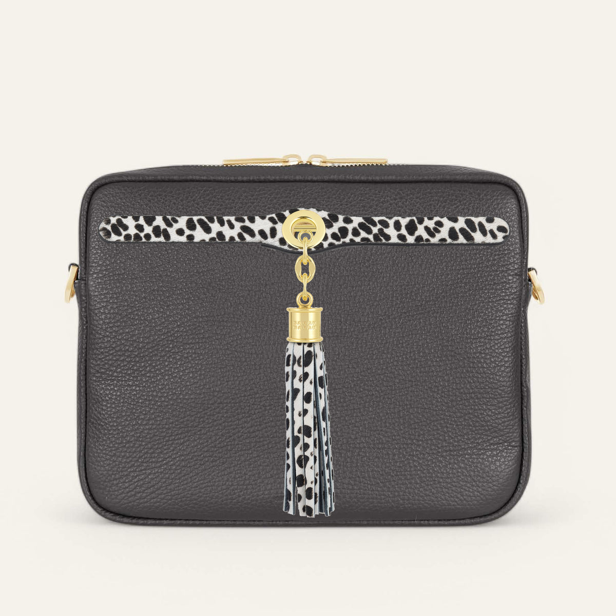 Dalmatian Storm Grey Sarah Haran Mia with Gold hardware