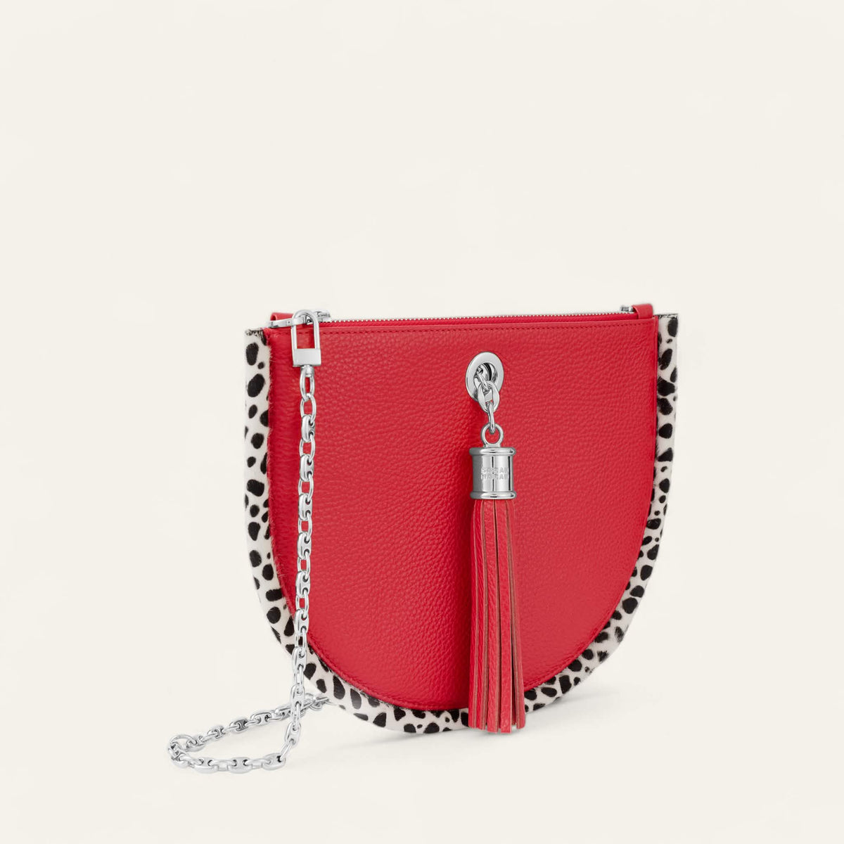 Pillarbox Red Dalmatian Sarah Haran Luna Ivy with Silver hardware side
