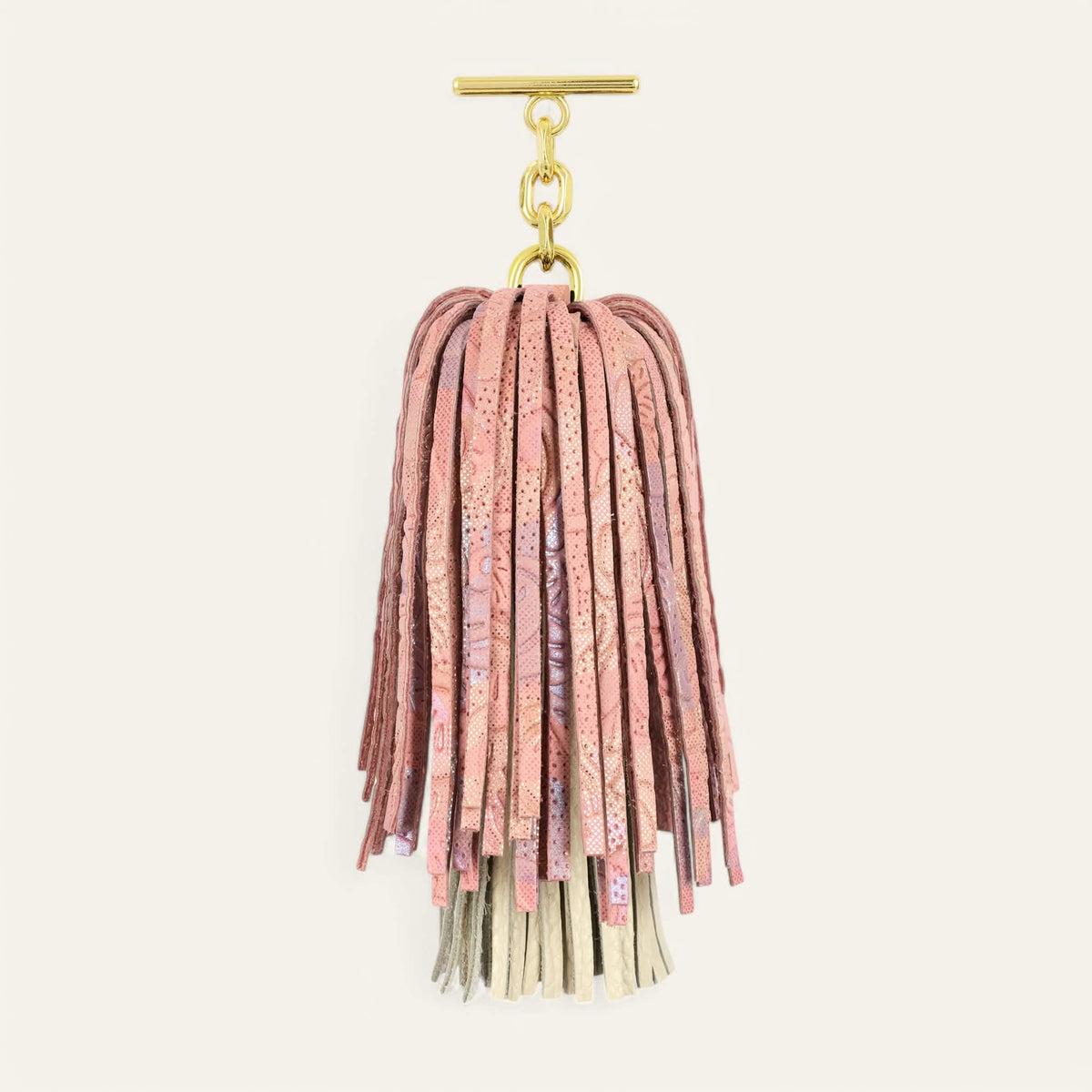Garden Of Roses Cream Sarah Haran Double Pompom Tassel with Gold hardware front