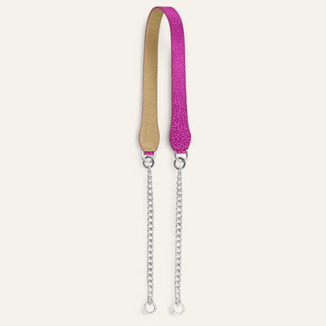 Hot Pink Leopard Shimmer Metallic Gold Sarah Haran Gemini Strap with Silver hardware front