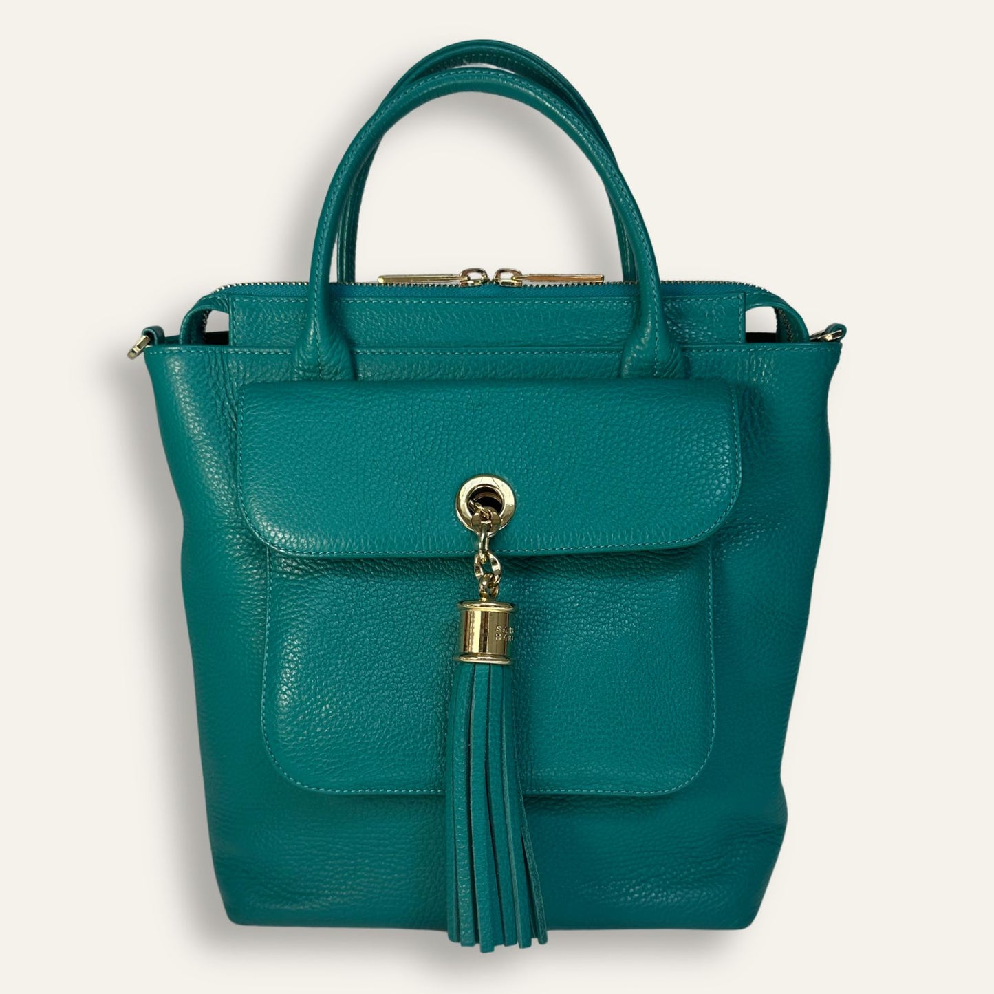 Preloved Mini P Backpack | Lagoon with Gold hardware