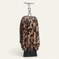 Double Pompom Tassel | Black Leopard with Silver hardware