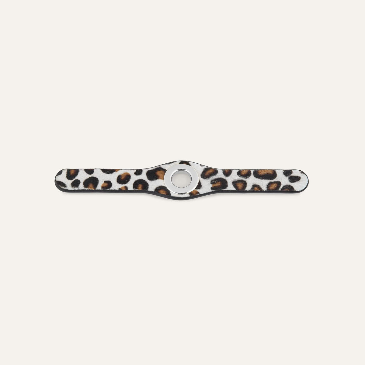 Leopard Cream Sarah Haran Deco Mini with Silver hardware front