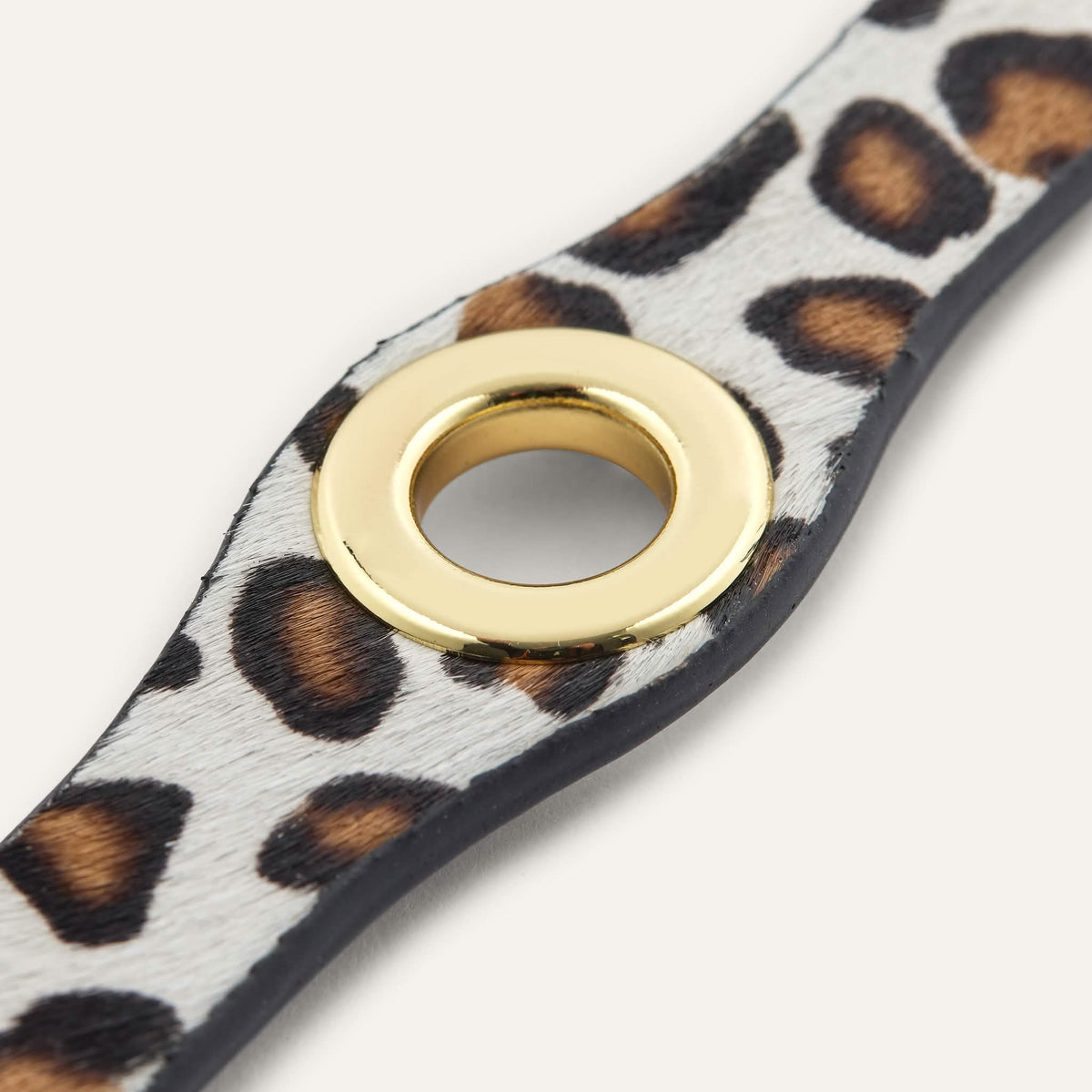 Leopard Cream Sarah Haran Deco Stud with Gold hardware detail