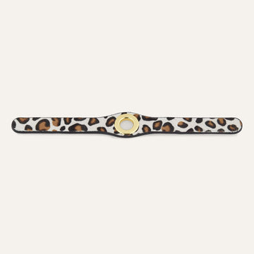 Leopard Cream Sarah Haran Deco Stud with Gold hardware front