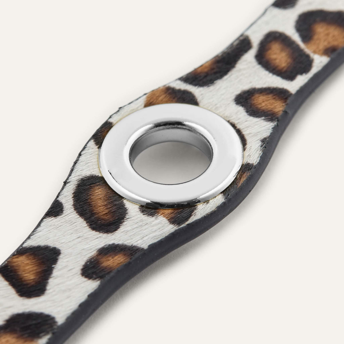 Leopard Cream Sarah Haran Deco Stud with Silver hardware detail