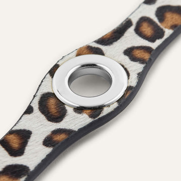 Leopard Cream Sarah Haran Deco Stud with Silver hardware detail