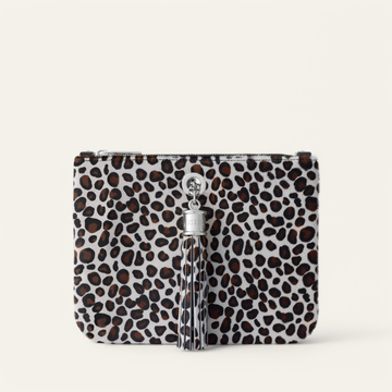 Ivy Clutch Bag | Leopard Cream with Silver hardware