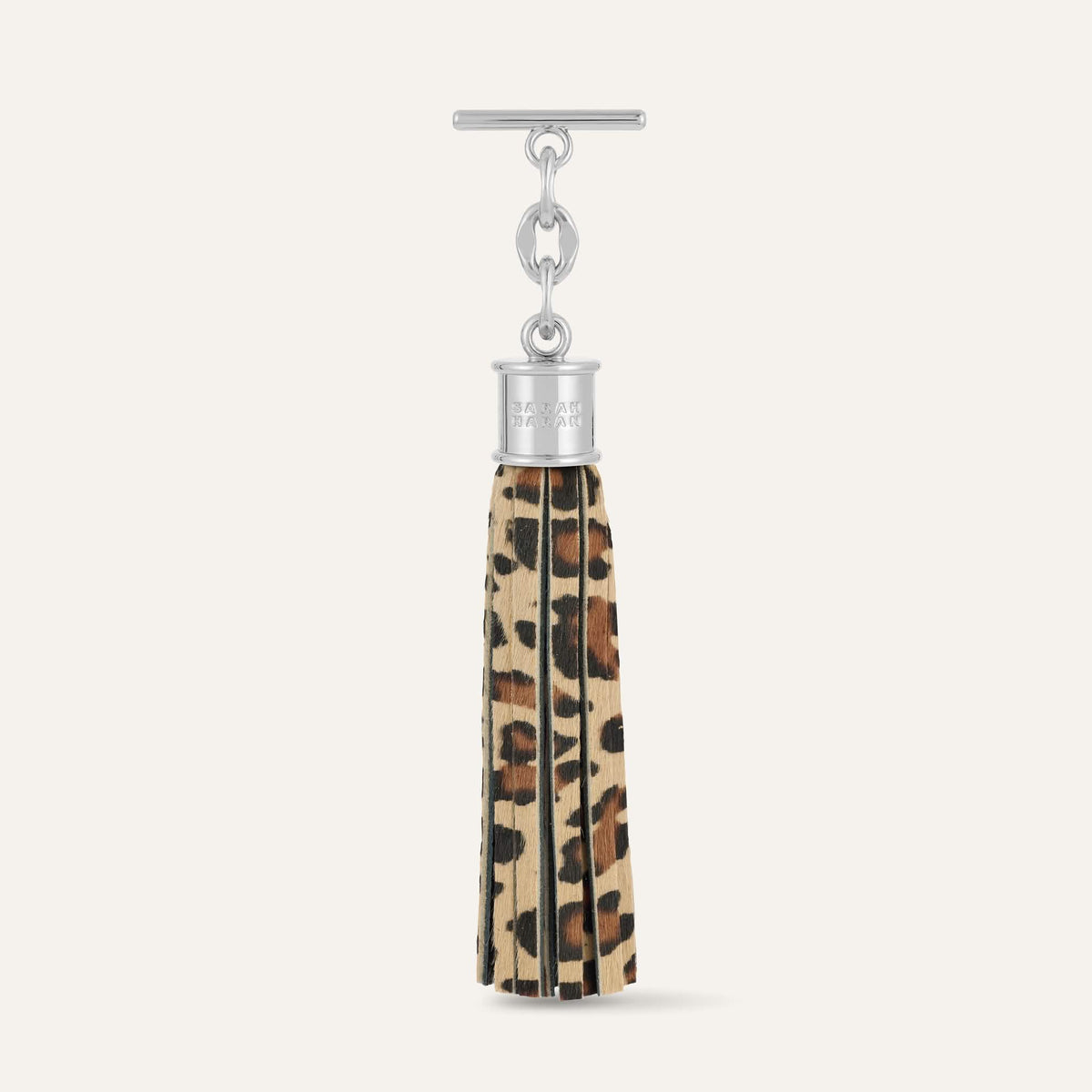 Leopard Sarah Haran Capsule Tassel with Silver hardware front