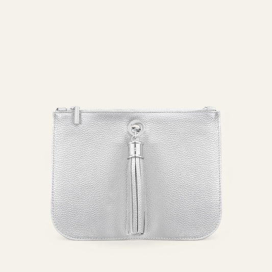 Soft Metallic Silver Sarah Haran Ivy with Silver hardware front