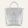 Mini P Backpack | Soft Metallic Silver with Silver hardware