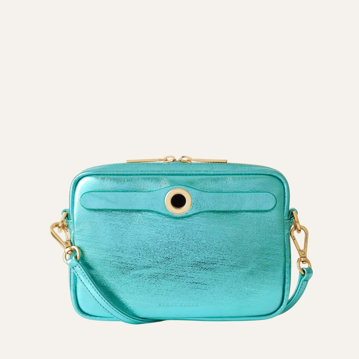 Metallic Turquoise Sarah Haran Millie Crossbody Gold Front U91 G